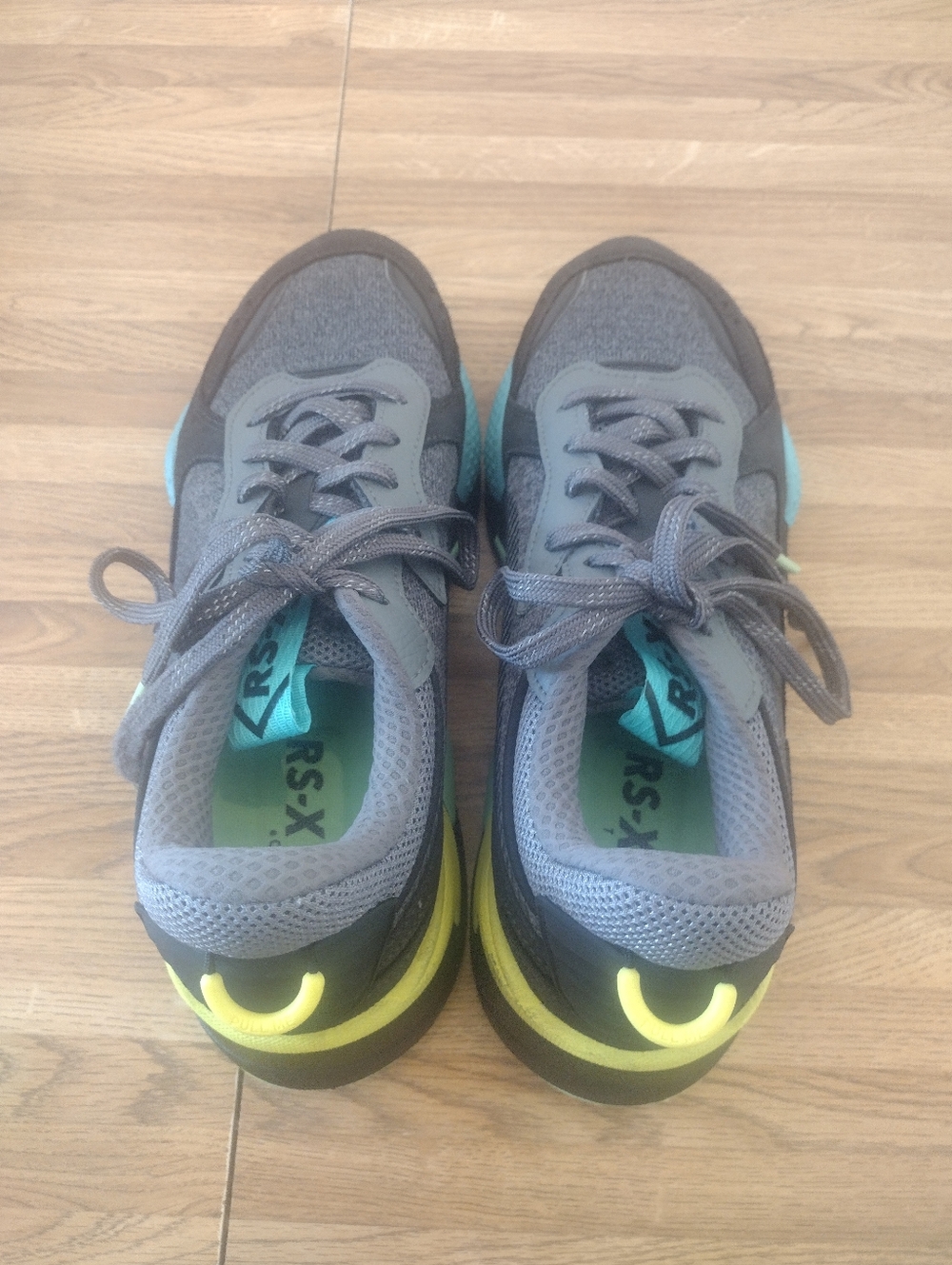Puma RS-X Highlighter Castlerock Fluorescent Yellow Size 9 Men's Sneakers - Picture 3 of 8